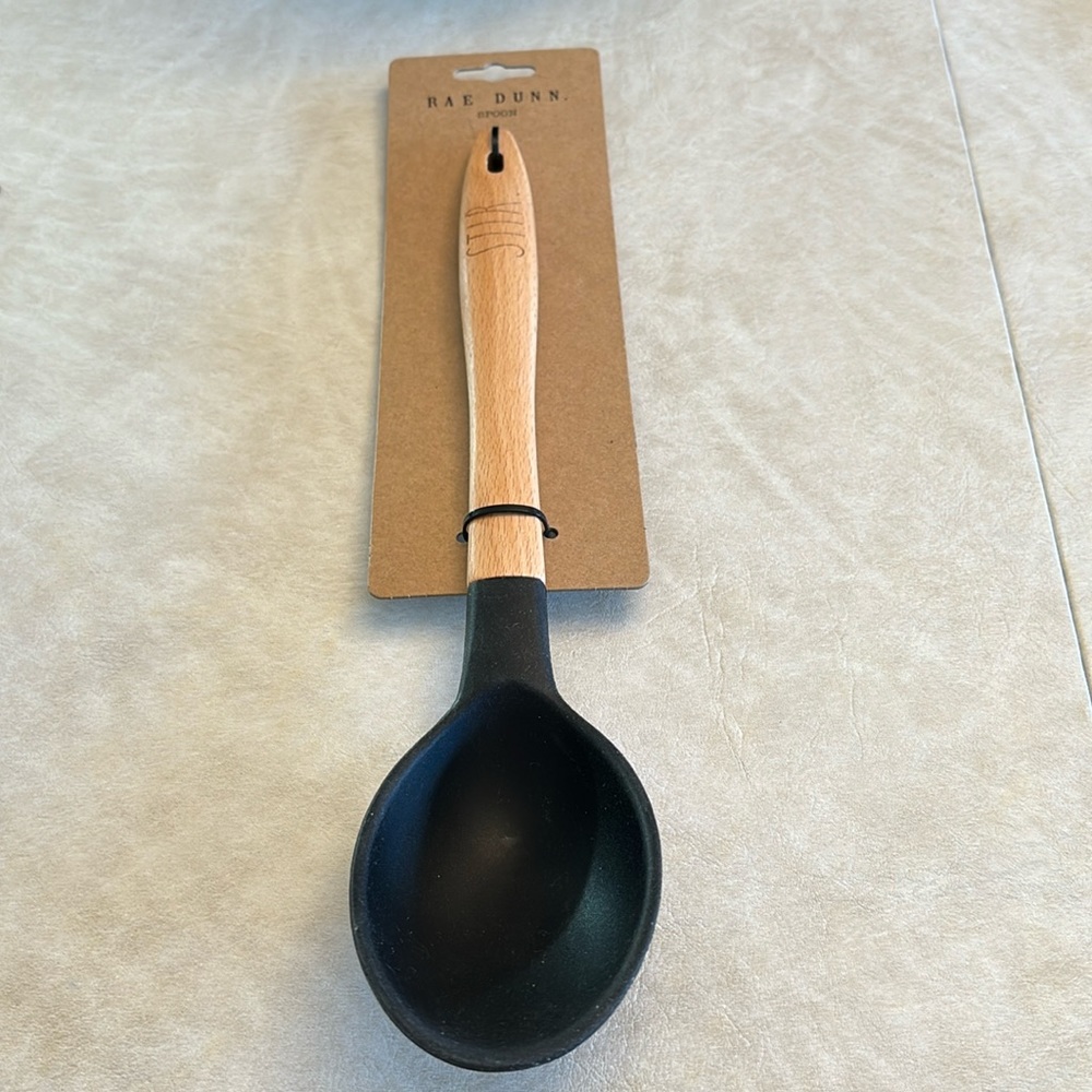 NWT Rae Dunn STIR wooden handled silicone spoon